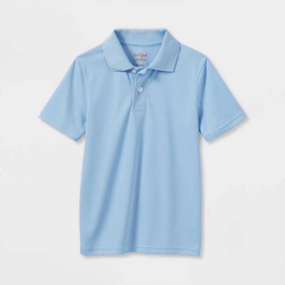 Short-sleeve performance polo shirt, Age 12-14, soft light blue, children, kids